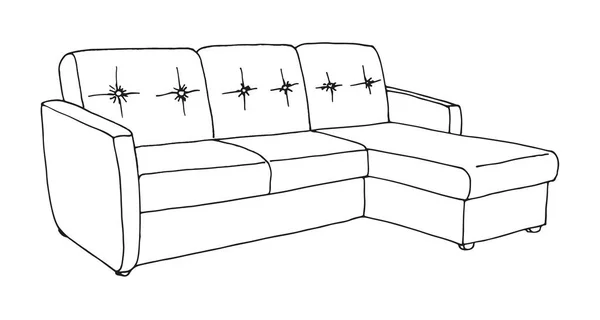 Sofa Geïsoleerd Een Witte Achtergrond Vectorillustratie Stijl Van Een Schets — Stockvector