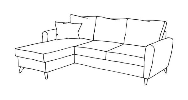 白い背景で隔離のソファ スケッチ スタイルのベクトル図 — ストックベクタ