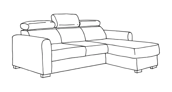 Sofa Geïsoleerd Een Witte Achtergrond Vectorillustratie Stijl Van Een Schets — Stockvector