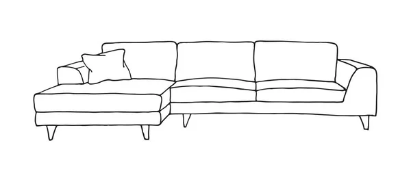 白色背景上孤立的沙发 在素描风格的矢量图 — 图库矢量图片