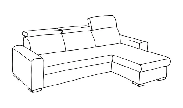 Canapé Isolé Sur Fond Blanc Illustration Vectorielle Dans Style Croquis — Image vectorielle