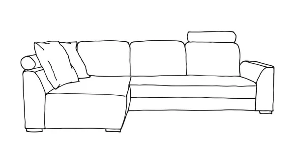 白色背景上孤立的沙发 在素描风格的矢量图 — 图库矢量图片