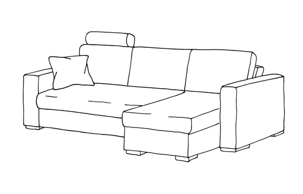 Sofa Isoliert Auf Weißem Hintergrund Vektorillustration Skizzenstil — Stockvektor