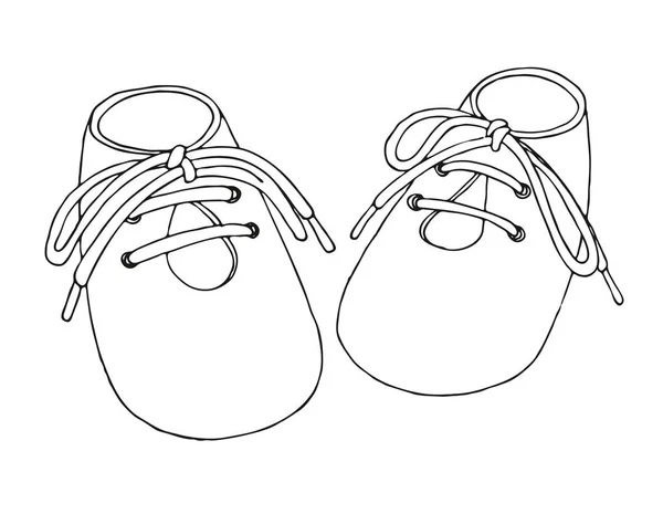 赤ちゃんの靴のスケッチ 白い背景で隔離の靴のペア ベクトル図 — ストックベクタ