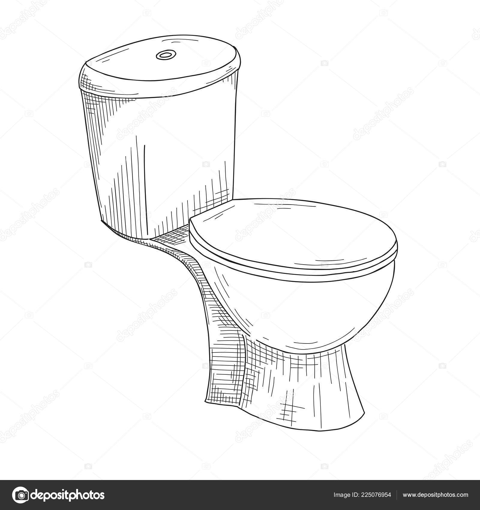 Sketch Toilet Bowl Isolated White Background Vector Stock Vector by  ©nadiia.kud.gmail.com 225076954, image size:1600x1700