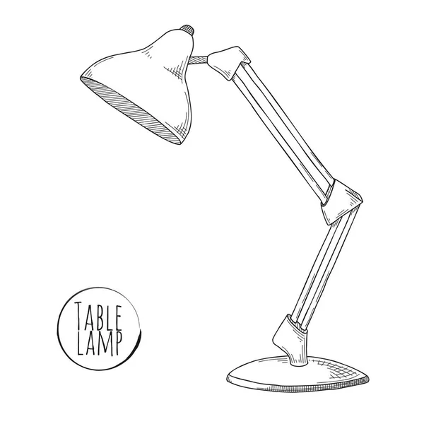 Lampada Tavolo Sketch Lampada Tavolo Isolata Sfondo Bianco Vettore — Vettoriale Stock