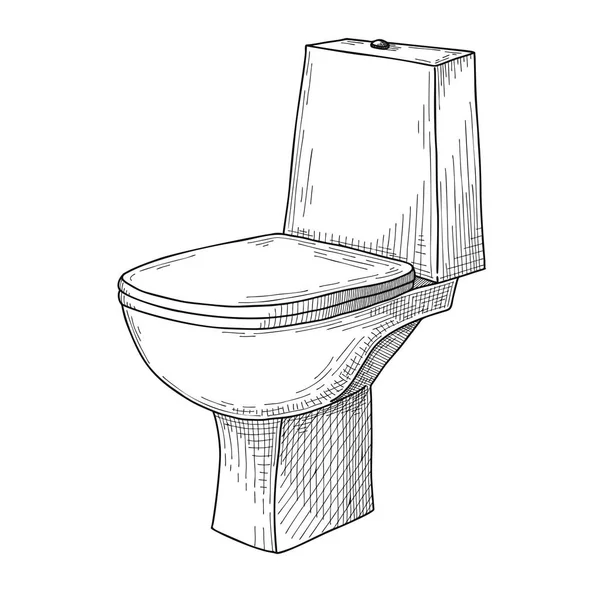Skizze Der Toilettenschüssel Isoliert Auf Weißem Hintergrund Vektor — Stockvektor