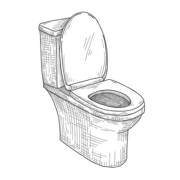 Skiss Toalett Skål Isolerad Vit Bakgrund Vektor — Stock vektor