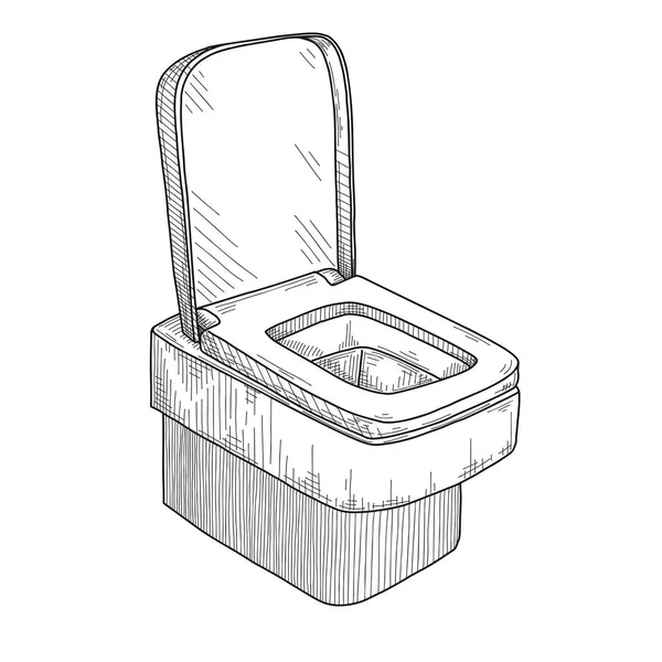 Schets Van Toilet Kom Geïsoleerd Witte Achtergrond Vector — Stockvector