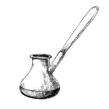 Cezve kroki. Beyaz arka plan üzerinde izole Cezve.