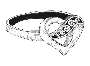 El takı yüzük çekilmiş. Bir kroki stil vektör çizim.