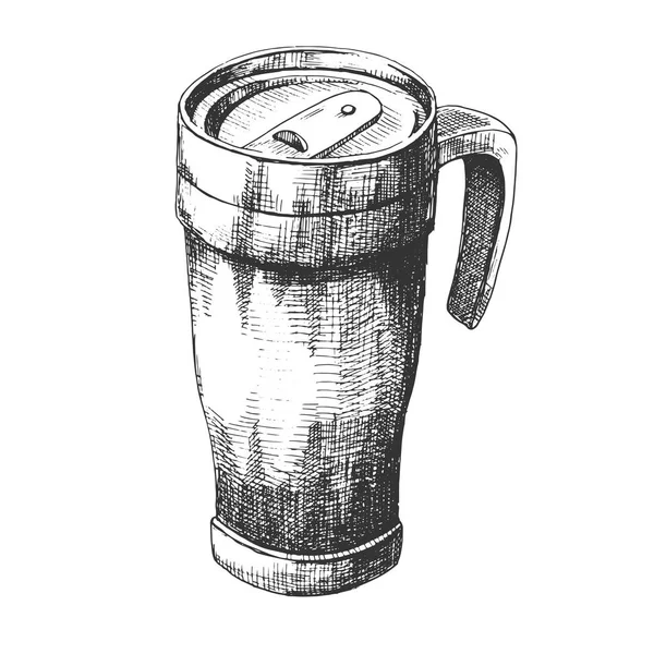 スケッチ旅行マグカップ 白い背景で隔離の旅行マグカップ — ストックベクタ
