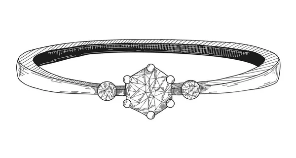 Disegnato Mano Anello Gioielli Illustrazione Vettoriale Uno Stile Schizzo — Vettoriale Stock