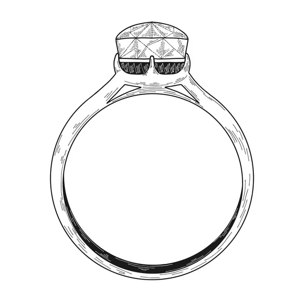 Hand Getekend Een Sieraden Ring Vectorillustratie Van Een Schets Stijl — Stockvector