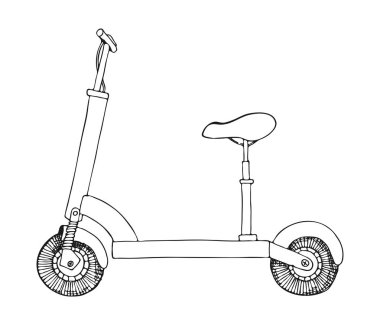 Beyaz arka plan üzerinde izole elektrikli scooter. Vektör çizim.