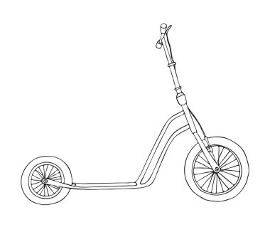 Beyaz arka plan üzerinde izole elektrikli scooter. Vektör çizim.