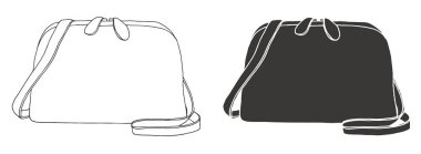 Çanta kümesi. Beyaz arka plan üzerinde izole çanta. Vektör çizim kroki tarzı.