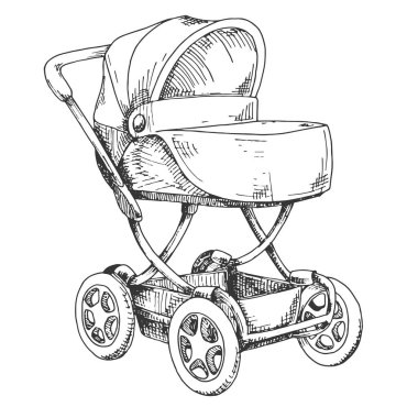 Robot resmini bir bebek arabası. Vektör çizim