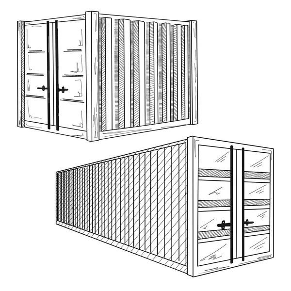 Dibuja Diferentes Contenedores Juego Vectores Dibujado Mano — Vector de stock