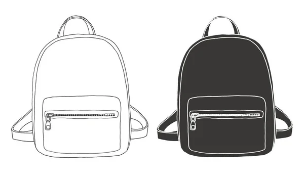 Sketch Rucksack Backpack Isolated White Background Vector Illustration Sketch Style — Stock Vector