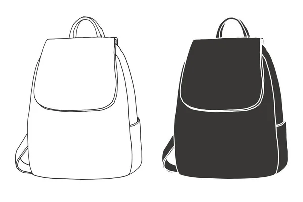 Sketch Rucksack Backpack Isolated White Background Vector Illustration Sketch Style — Stock Vector