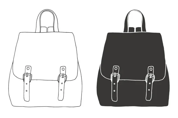 Skizze Eines Rucksacks Rucksack Isoliert Auf Weißem Hintergrund Vektor Illustration — Stockvektor