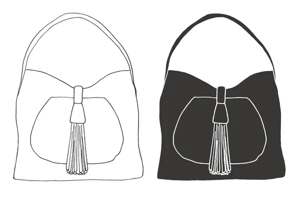 一套袋子 在白色背景上查出的袋子 向量例证在剪影样式 — 图库矢量图片