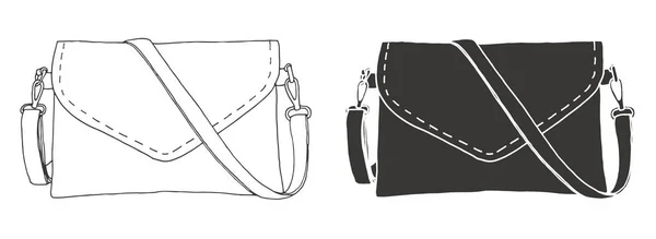 Taschenset Taschen Isoliert Auf Weißem Hintergrund Vektorillustration Skizzenstil — Stockvektor