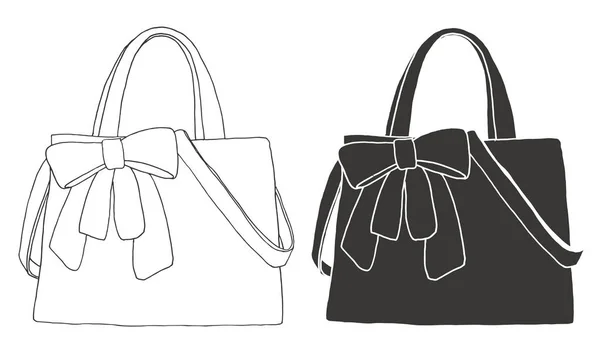 袋のセットです 白い背景で隔離のバッグ スケッチ スタイルのベクトル図 — ストックベクタ