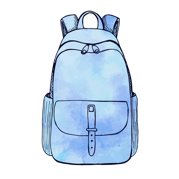 Sketch Rucksack Backpack Isolated White Background Vector Illustration Sketch Style — Stock Vector