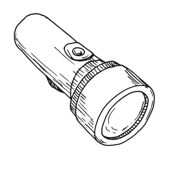 Schets Van Een Zaklamp Geïsoleerd Een Witte Achtergrond Vector — Stockvector