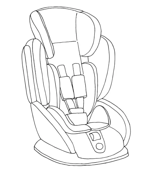 儿童汽车座椅的素描 儿童安全 向量例证 — 图库矢量图片