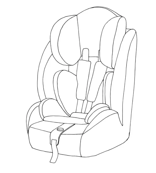 Σκίτσο Του Ένα Παιδικό Κάθισμα Αυτοκινήτου Ασφάλεια Των Παιδιών Εικονογράφηση — Διανυσματικό Αρχείο