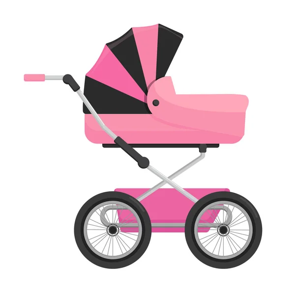 Pink Baby Carriage Isolated White Background Vector — Stock Vector