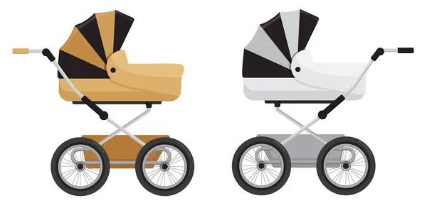 两个婴儿车隔离在白色的背景 — 图库矢量图片