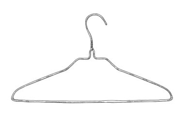 Elbise askıları beyaz arka plan üzerinde izole taslağını. Vektör