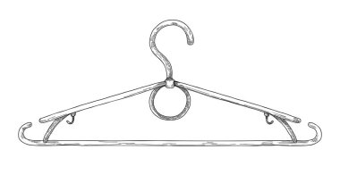 Elbise askıları beyaz arka plan üzerinde izole taslağını. Vektör