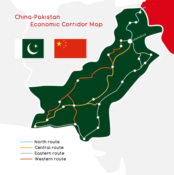 つのベルト つ道路新しいシルクロード コンセプト パキスタン経済回廊 ベクトル図 — ストックベクタ