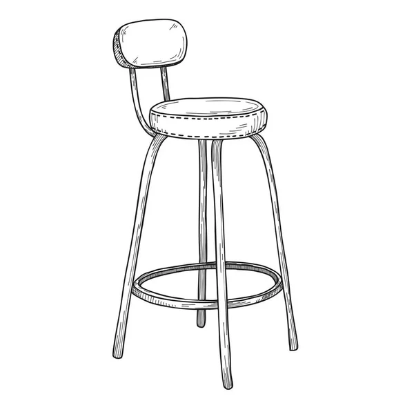 酒吧椅子的素描 高脚椅查出在白色背景 — 图库矢量图片