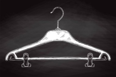 Tebeşir tahtası üzerinde elbise askıları kroki. Vektör