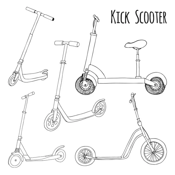 一套不同的滑板车 向量例证在剪影样式 — 图库矢量图片