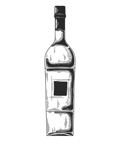 Botella Boceto Para Vino Aislado Sobre Fondo Blanco Ilustración Vectorial — Archivo Imágenes Vectoriales