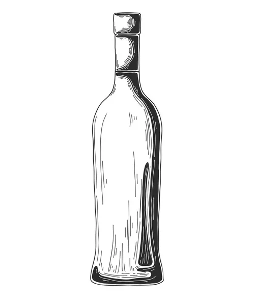Σκίτσο Μπουκάλι Για Κρασί Που Απομονώνονται Λευκό Φόντο Εικονογράφηση Διάνυσμα — Διανυσματικό Αρχείο