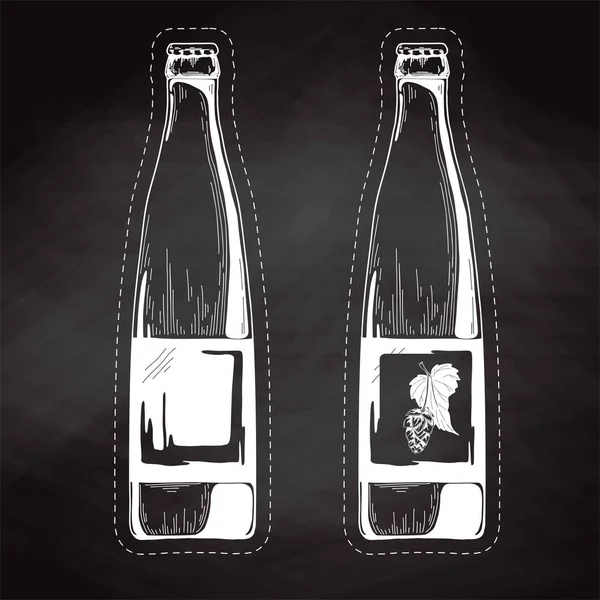 Set bierflesjes. Vectorillustratie. Schets. — Stockvector