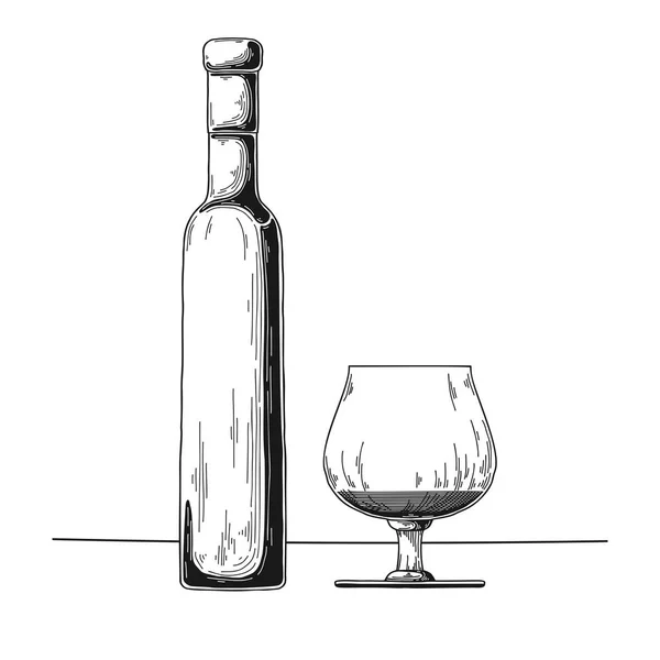 Botella Con Alcohol Vidrio Ilustración Vectorial — Vector de stock