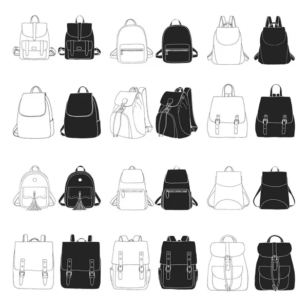 Set Different Bags Men Women Unisex Bags Isolated White Background — Stock Vector