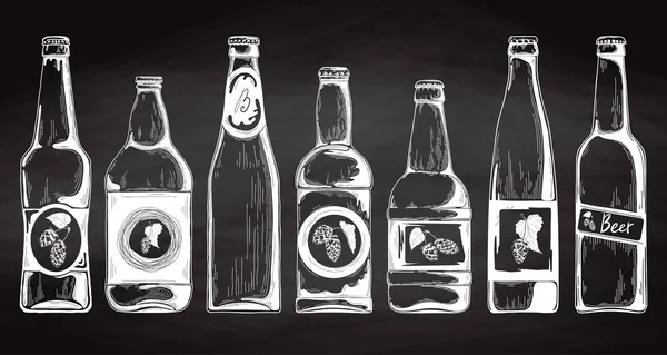 ビール瓶のセット ベクトルの図 スケッチ — ストックベクタ