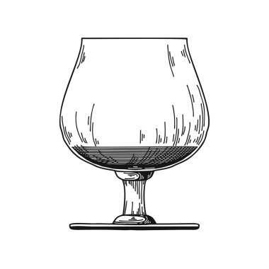Bir yudum konyak ile. Beyaz arka plan üzerinde vektör çizim.
