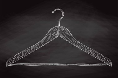 Tebeşir tahtası üzerinde elbise askıları kroki. Vektör