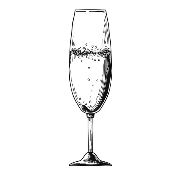 Флейта Шампанського Ізольована Білому Тлі Векторні Ілюстрації Білому Тлі — стоковий вектор